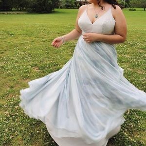 Milk blue prom dress.